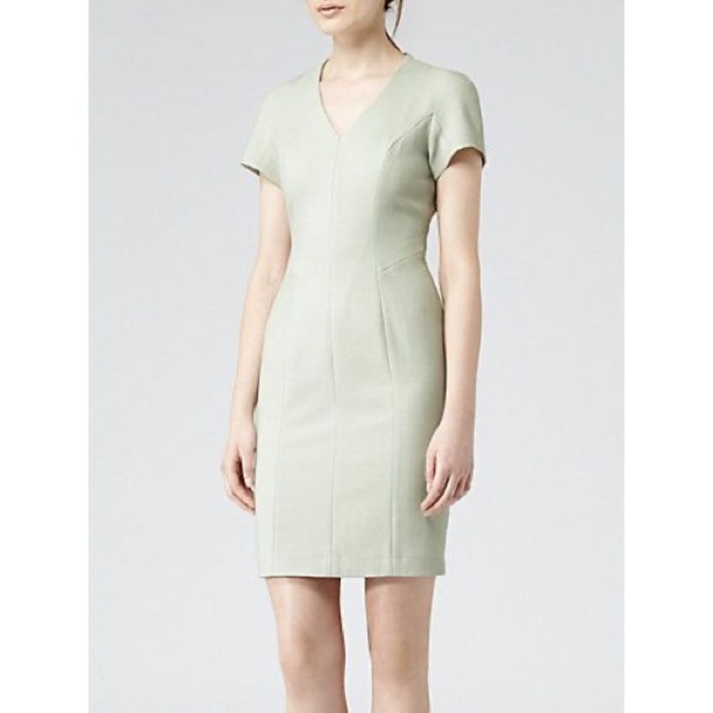 Reiss Mint Green Short Sleeve Sheath Dress Size 6
